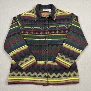 Susan Bristol Tapestry Blazer Jacket Striped Cotton Large Southwest Woven